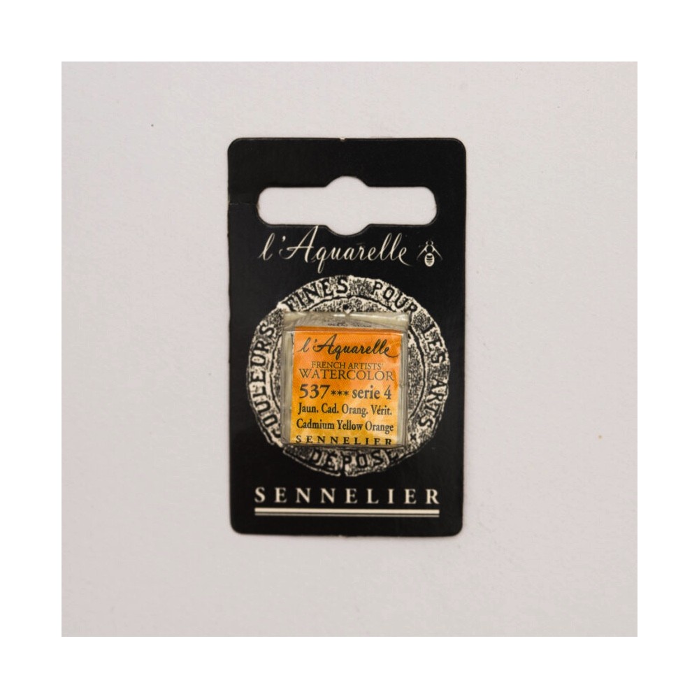 l’Aquarelle watercolor paint half pan - Sennelier - 537 Cadmium Yellow Orange