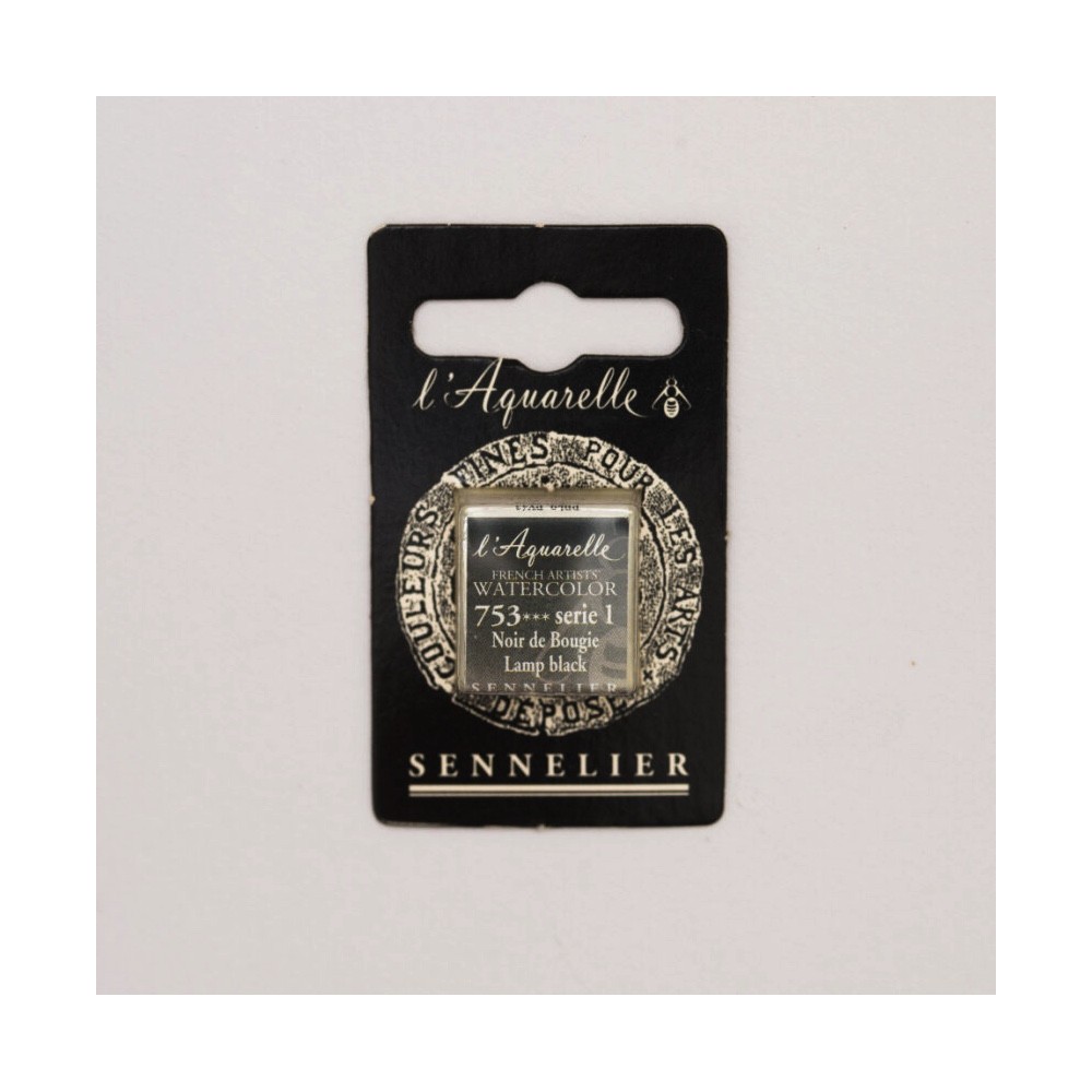 l’Aquarelle watercolor paint half pan - Sennelier - 753 Lamp Black