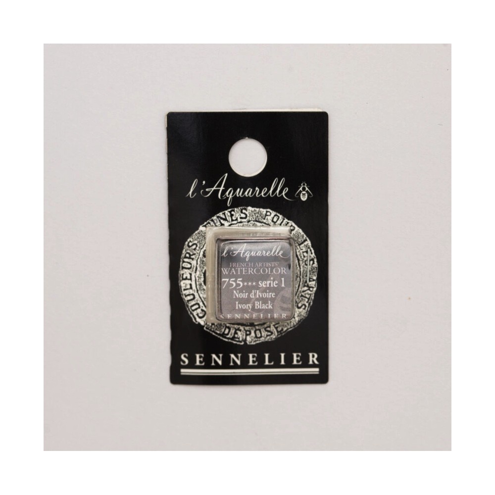 l’Aquarelle watercolor paint half pan - Sennelier - 755 Ivory Black