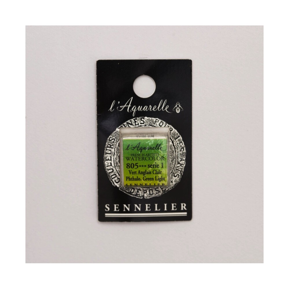 l’Aquarelle watercolor paint half pan - Sennelier - 805 Phthalo Green Light