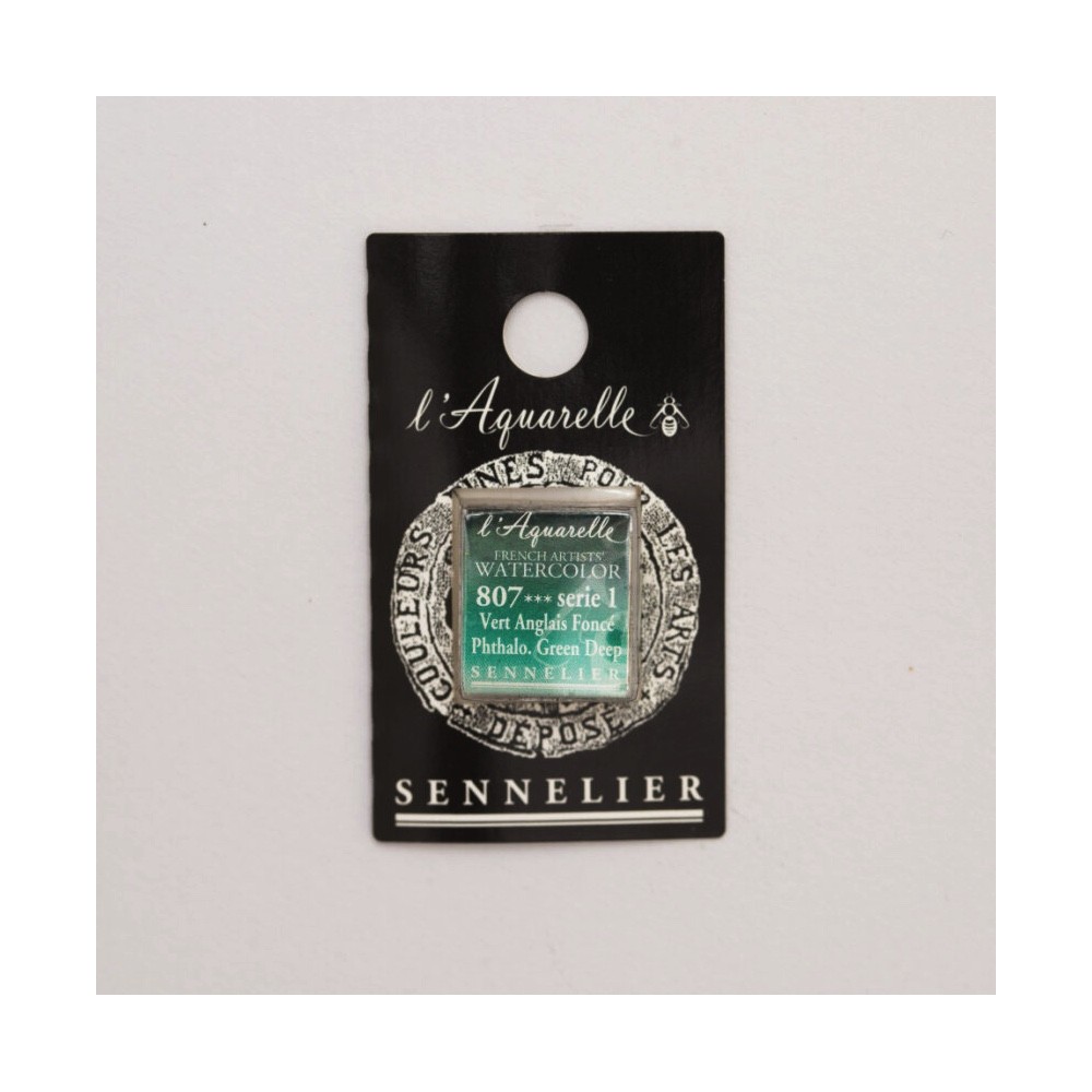 Farba akwarelowa w półkostce l’Aquarelle - Sennelier - 807 Phthalo Green Deep