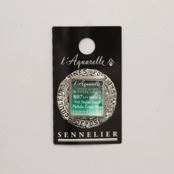 l’Aquarelle watercolor paint half pan - Sennelier - 807 Phthalo Green Deep