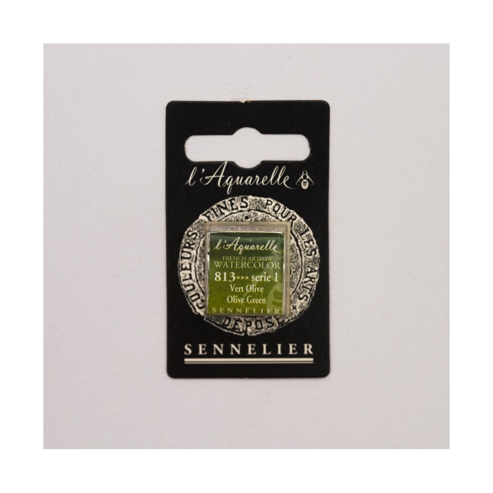 l’Aquarelle watercolor paint half pan - Sennelier - 813, Olive Green