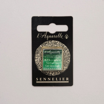 l’Aquarelle watercolor paint half pan - Sennelier - 823, Cadmium Green Light