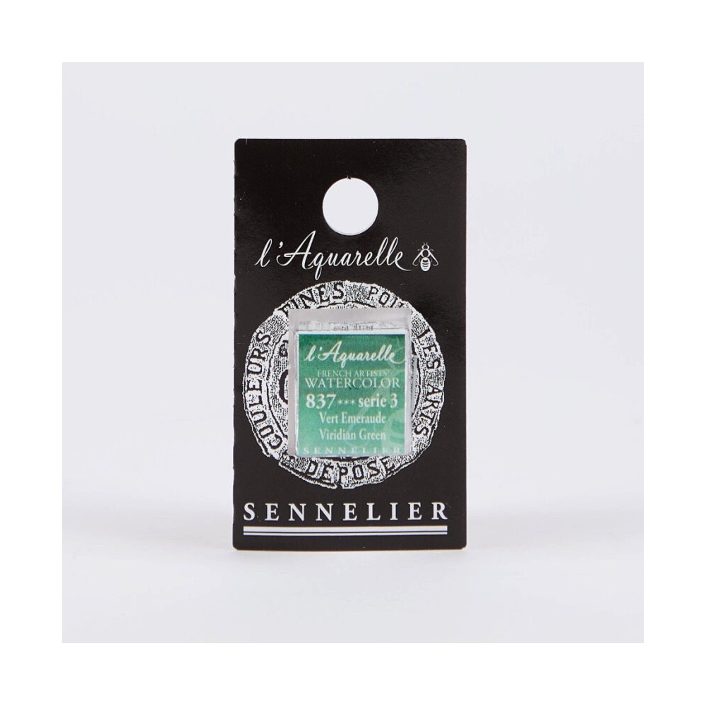 Farba akwarelowa w półkostce l’Aquarelle - Sennelier - 837, Viridian Green
