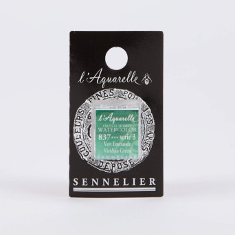 l’Aquarelle watercolor paint half pan - Sennelier - 837, Viridian Green