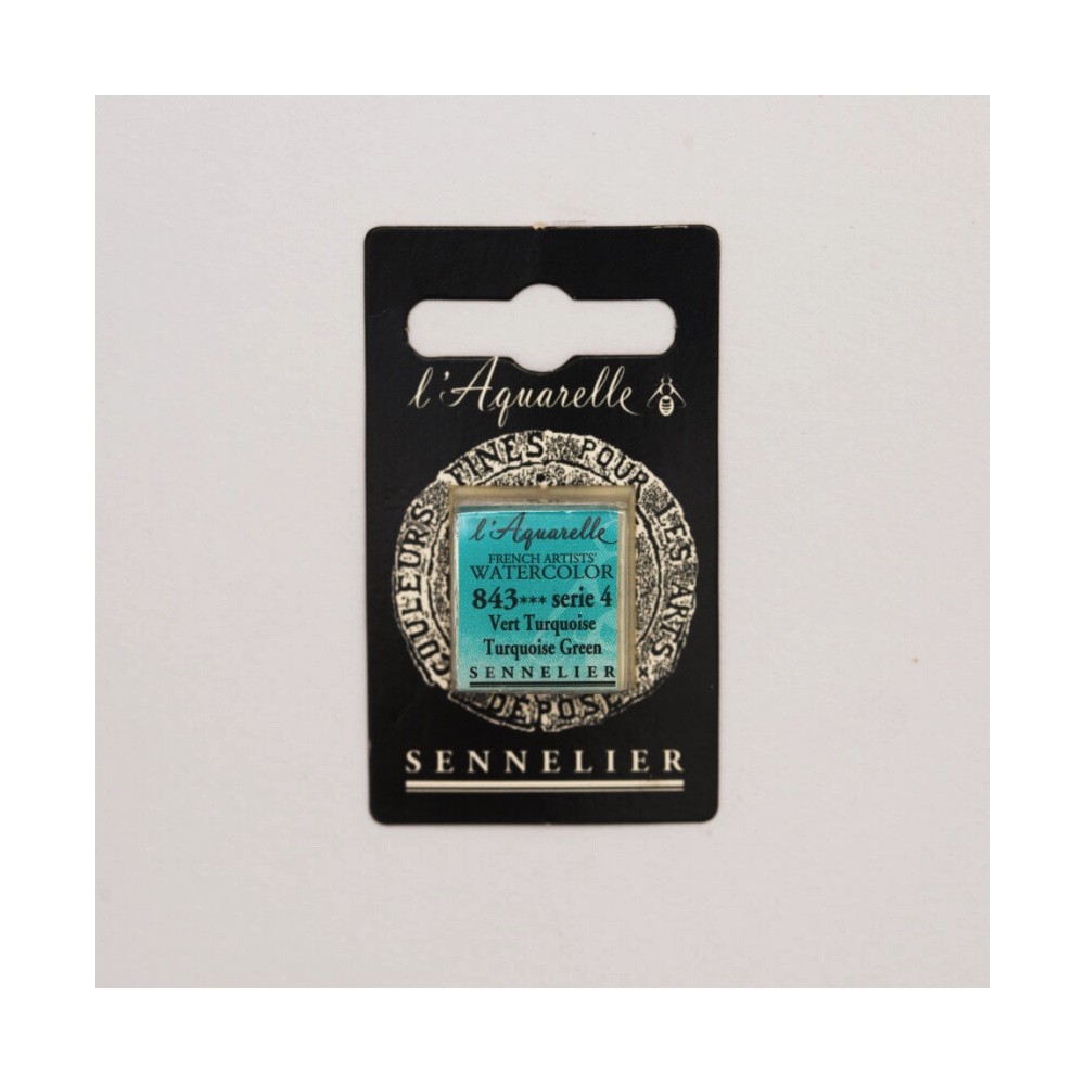 l’Aquarelle watercolor paint half pan - Sennelier - 843, Turquoise Green