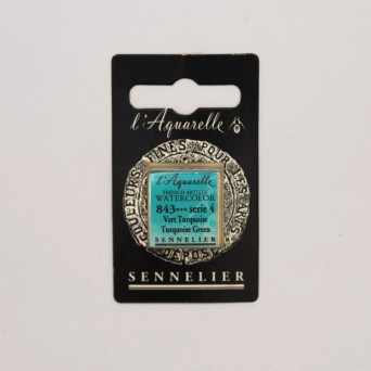 l’Aquarelle watercolor paint half pan - Sennelier - 843, Turquoise Green