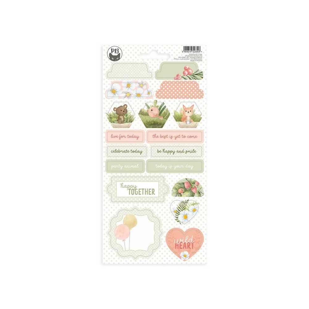 Arkusz naklejek tekturowych - Piątek Trzynastego - Woodland cuties 03