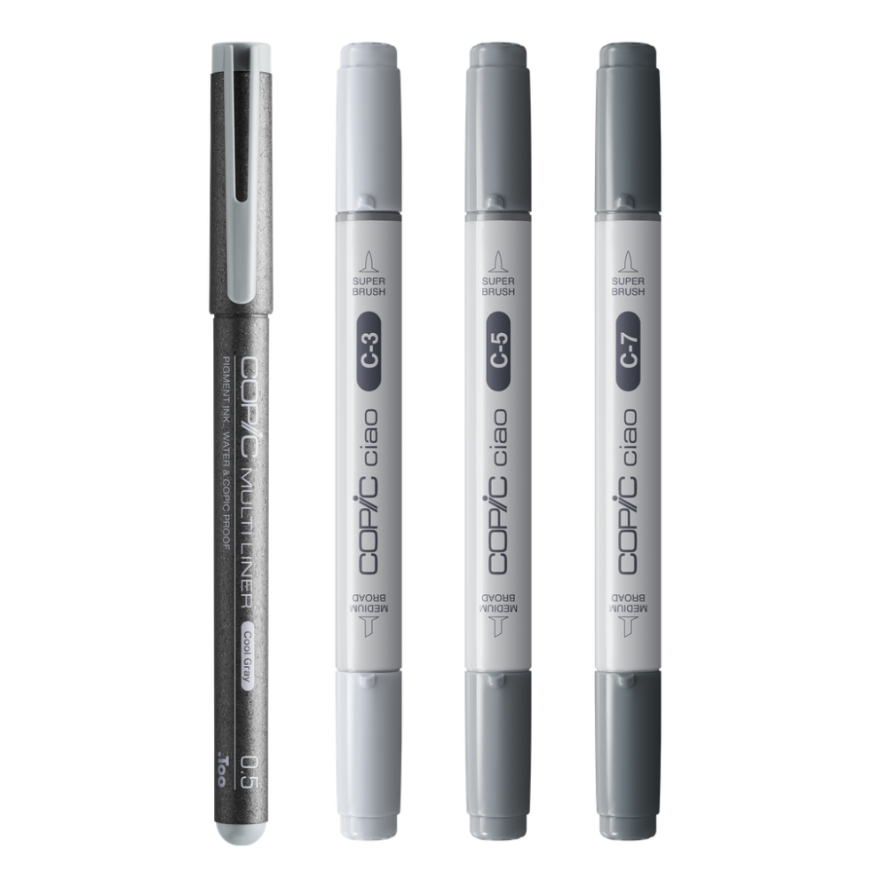 Set of Copic Ciao Shade dual-tip alcohol-based markers - Dark Cool Gray