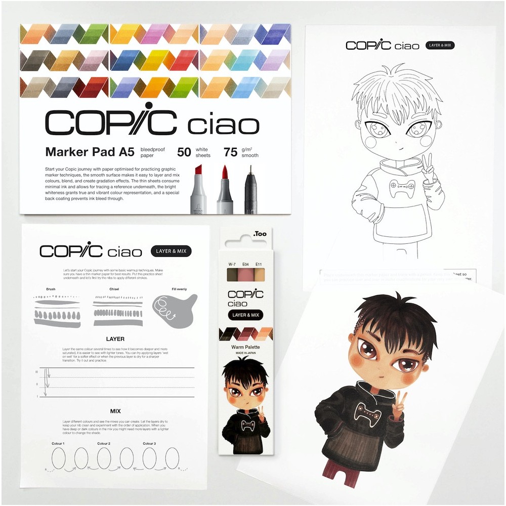 Zestaw markerów dwustronnych Copic Ciao Layer & Mix - Warm Palette