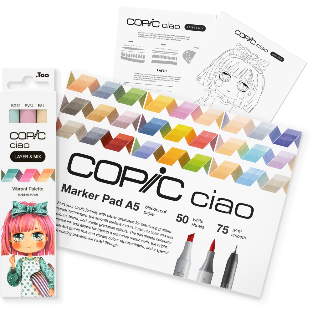Set of Copic Ciao Layer & Mix dual-tip alcohol-based markers - Vibrant Palette