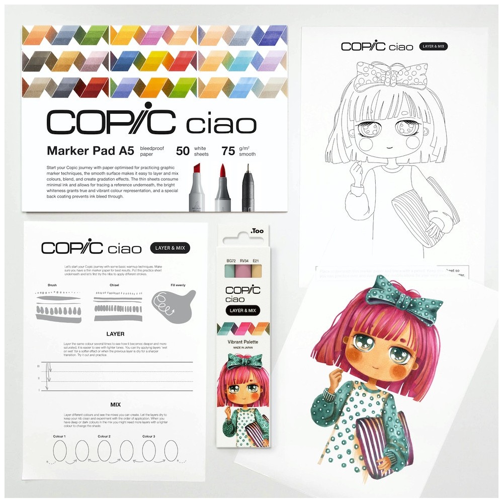 Set of Copic Ciao Layer & Mix dual-tip alcohol-based markers - Vibrant Palette