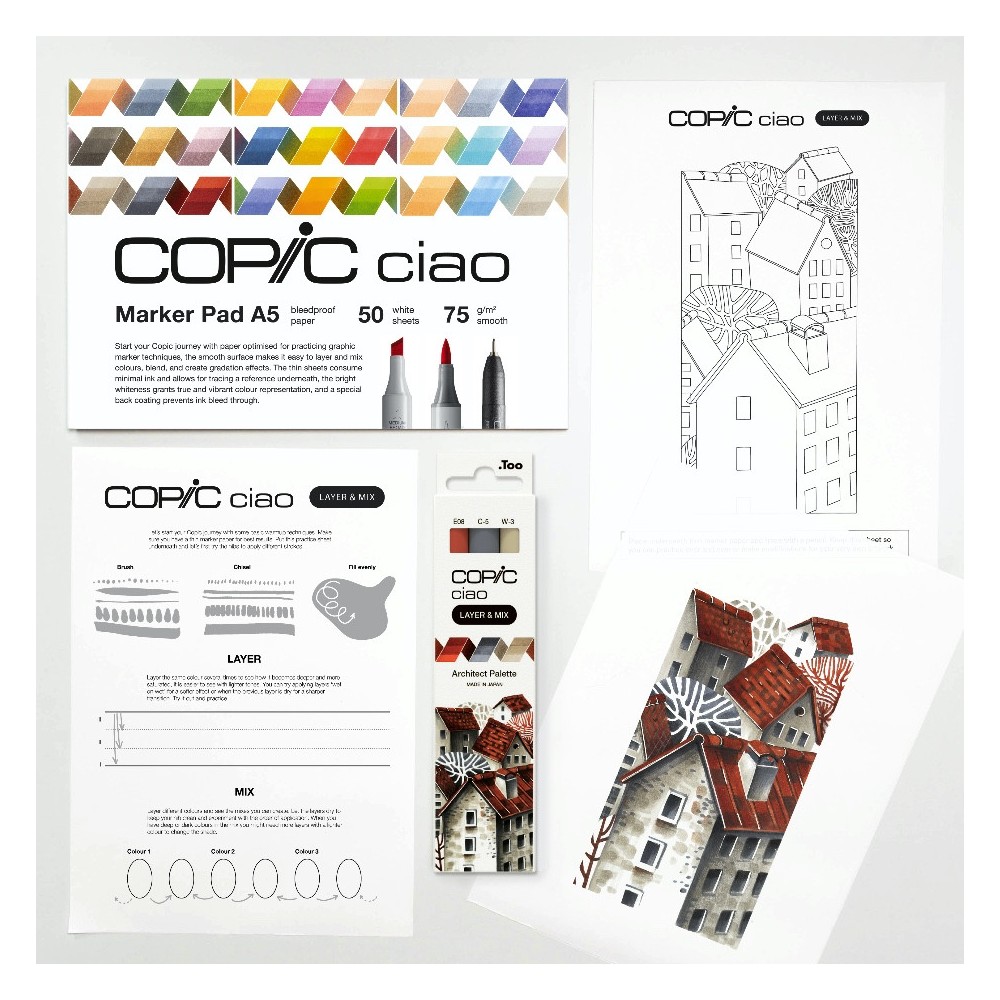 Zestaw markerów dwustronnych Copic Ciao Layer & Mix - Architect Palette