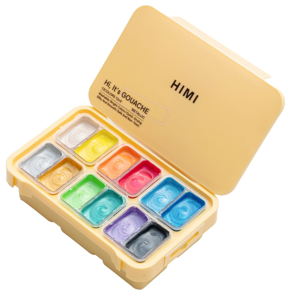 Set of Twin Cup Metallic Gouache - HIMI - 12 pcs. x 12 ml