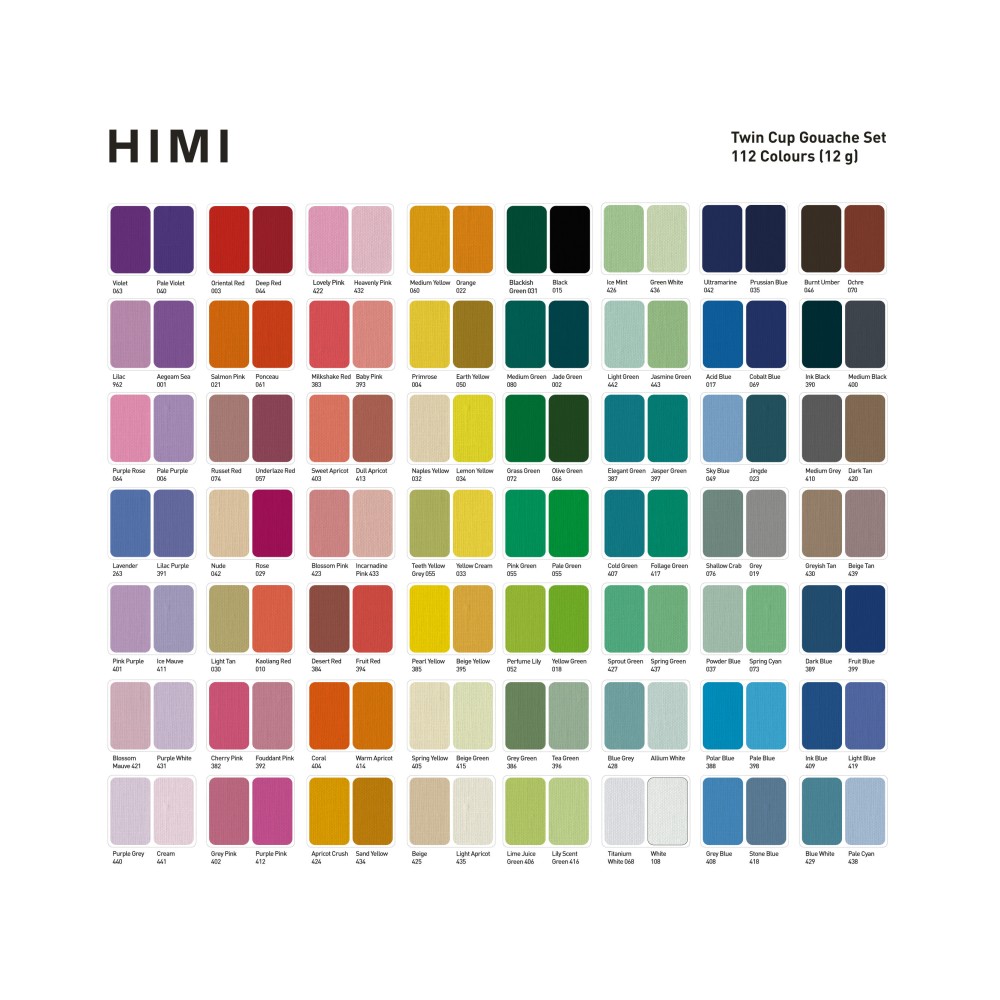 Set of Twin Cup Gouache paints - HIMI - White 112 pcs. x 12 g