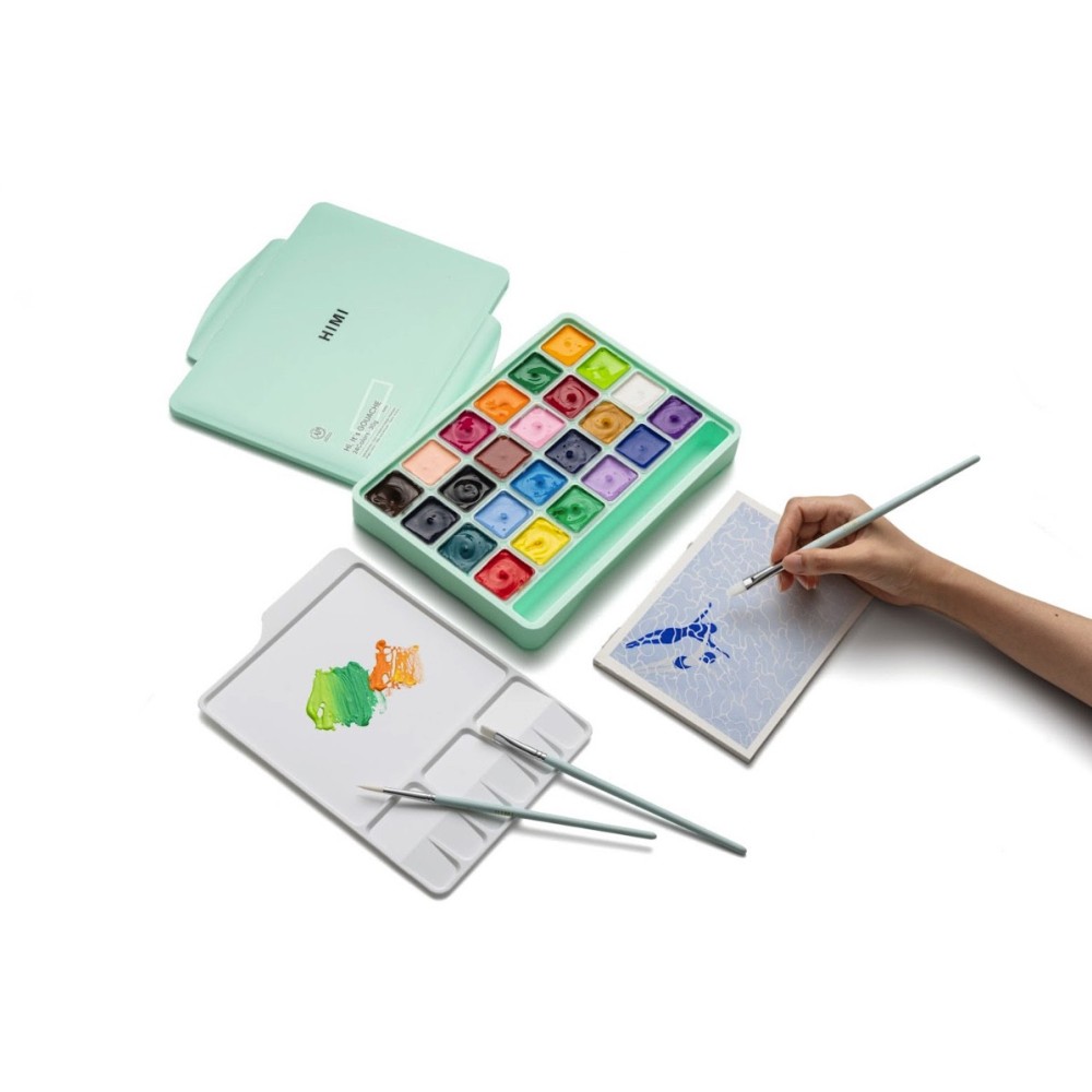 Set of Jelly Cup Gouache - HIMI - Green, 24 pcs. x 30 g