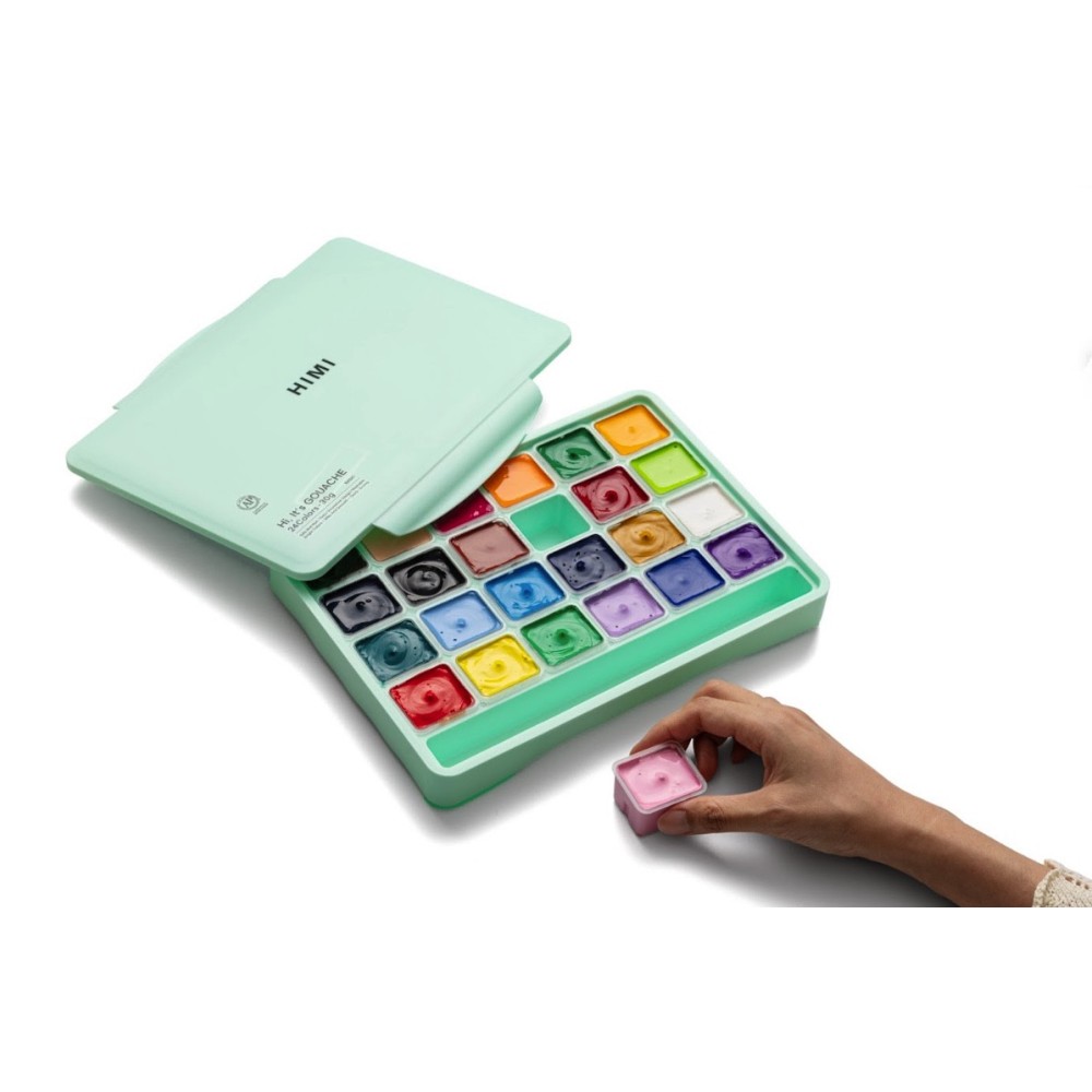 Set of Jelly Cup Gouache - HIMI - Green, 24 pcs. x 30 g