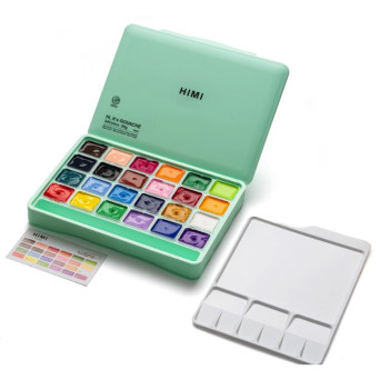 Set of Jelly Cup Gouache - HIMI - Green, 24 pcs. x 30 g