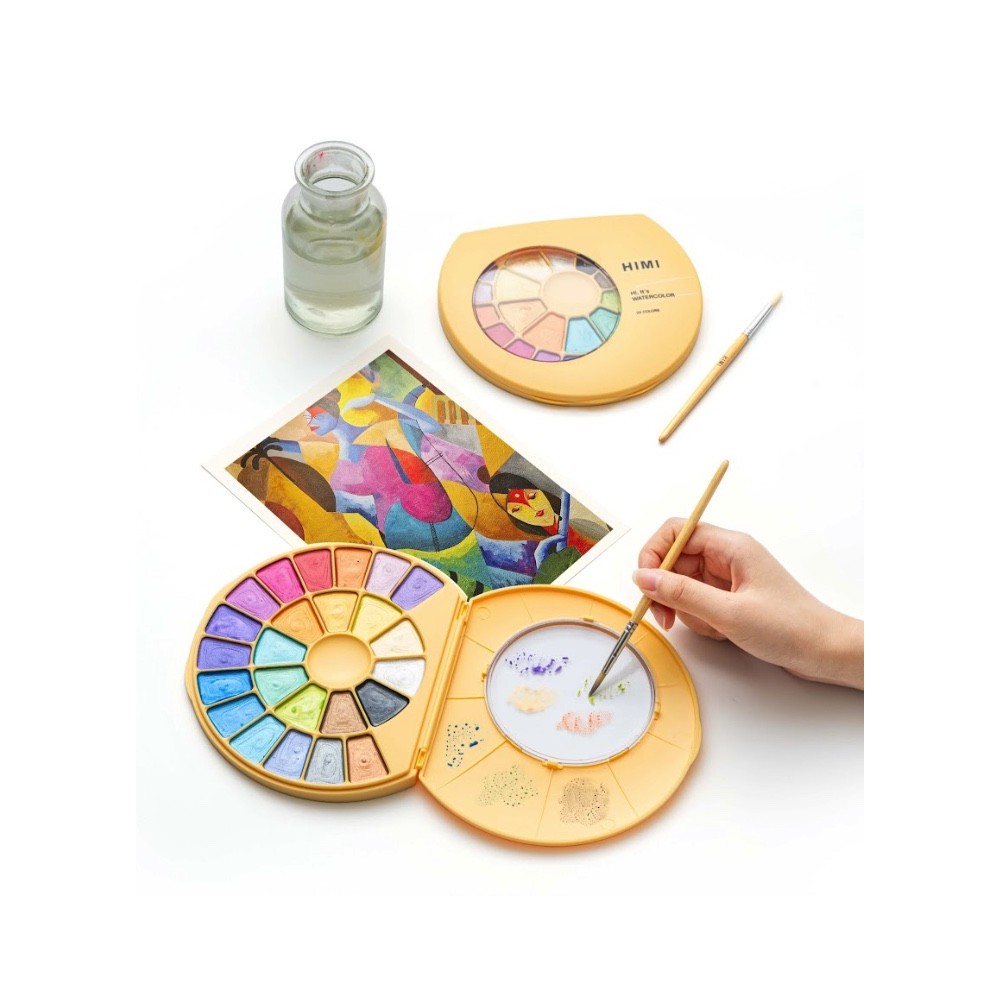 Set of Semi-Moist Metallic watercolors - HIMI - 24 pcs.