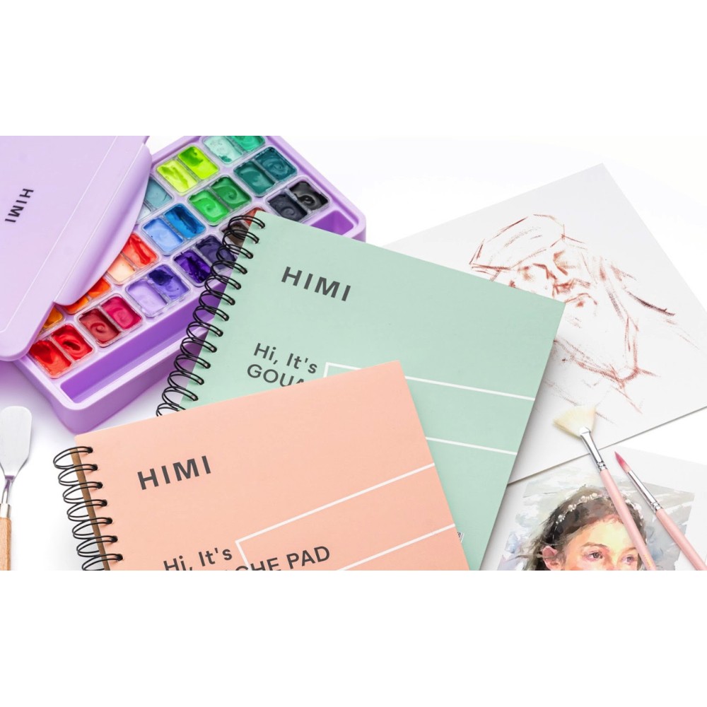 Spiral-bound HIMI gouache pad 21,6 x 21,6 cm - HIMI - Green 160 g 50 sheets