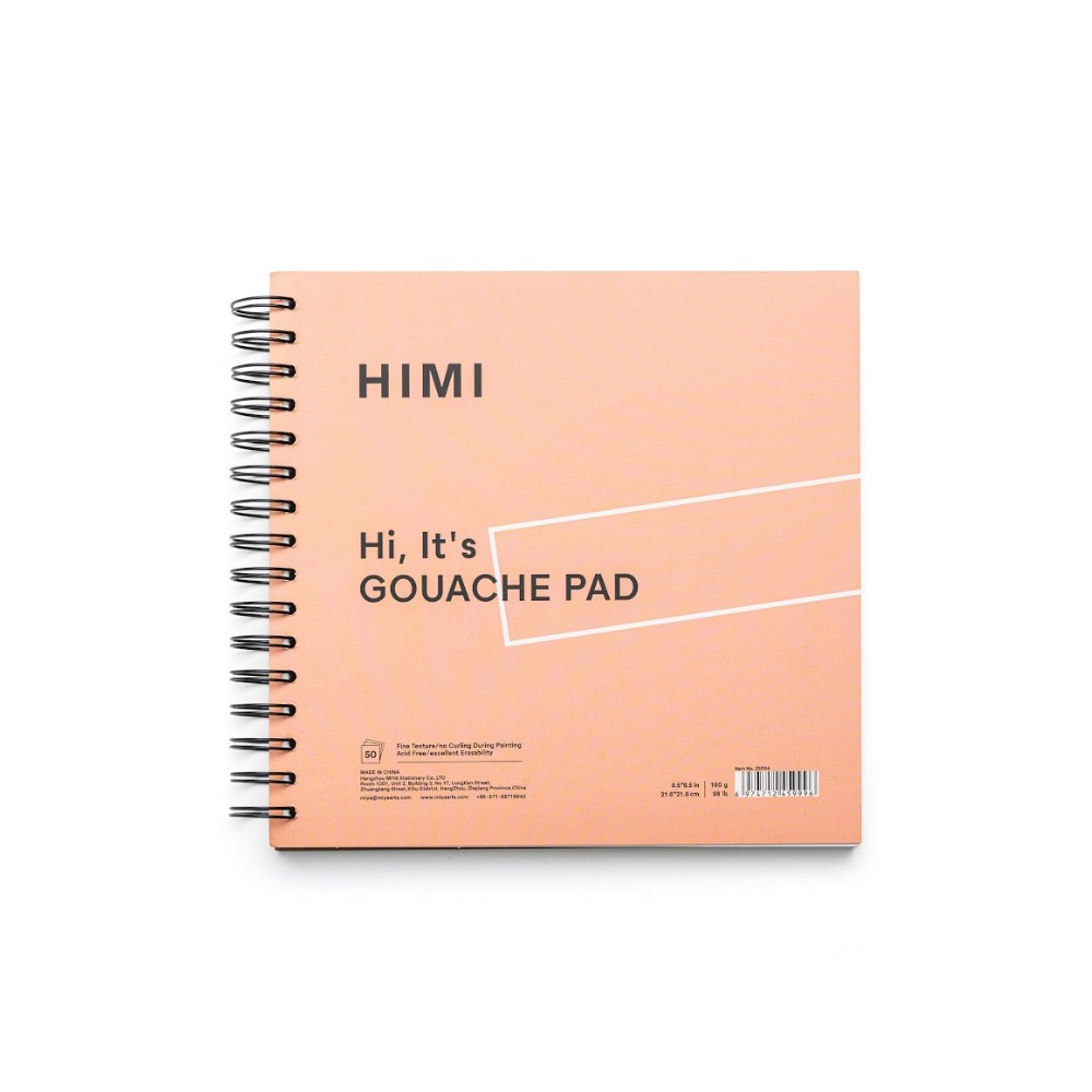 Spiral-bound HIMI gouache pad 21,6 x 21,6 cm - HIMI - Pink 160 g 50 sheets
