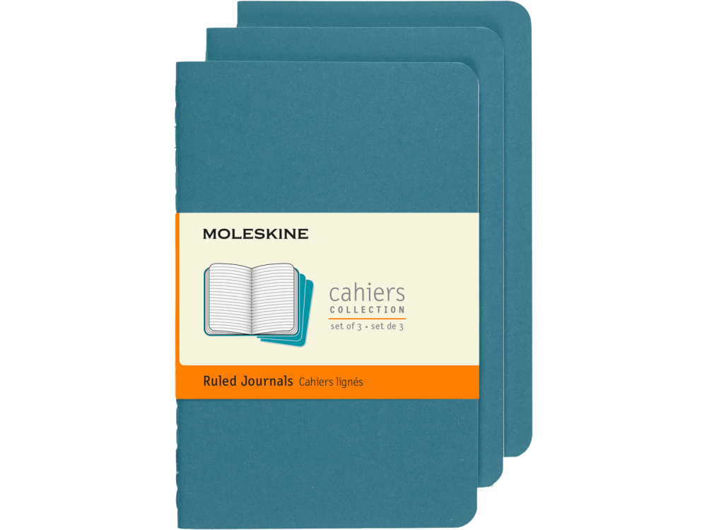 Set of ruled Cahier Journals 9 x 14 cm - Moleskine - Brisk Blue soft cover