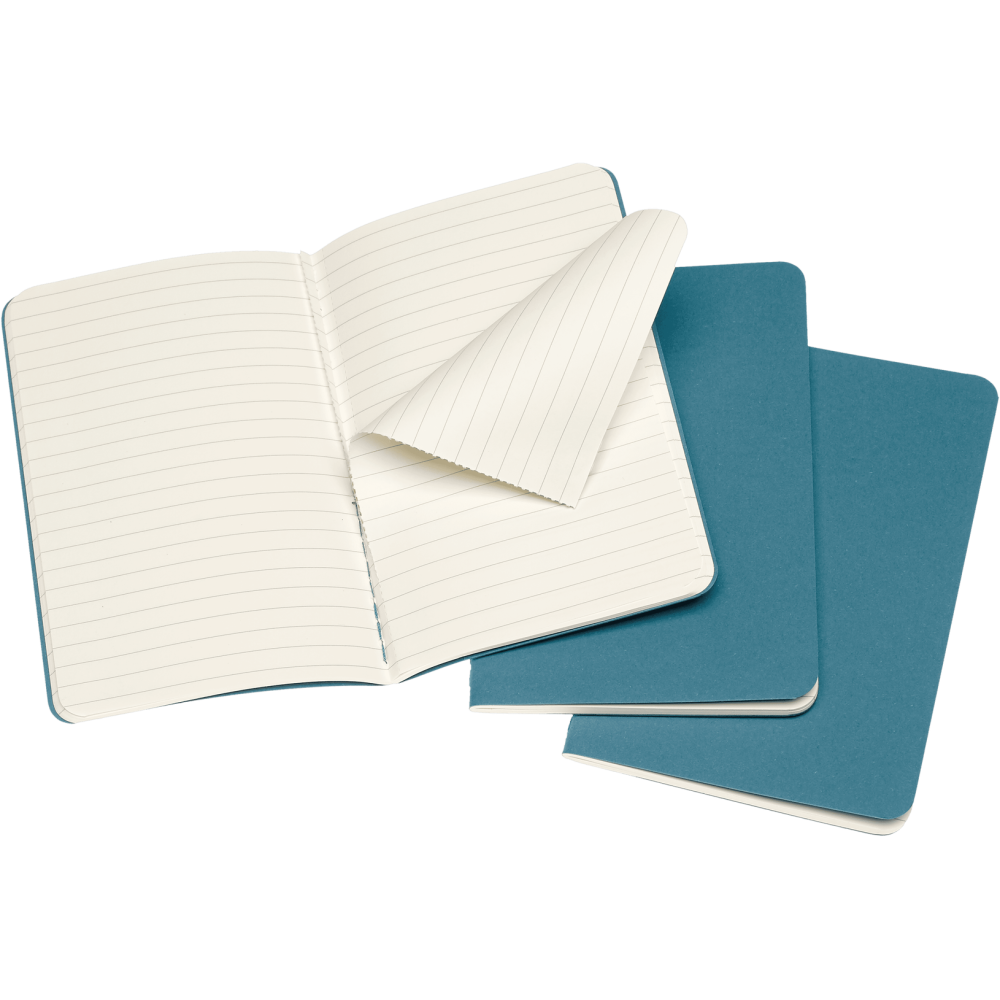 Zestaw zeszytów w linie Cahier 9 x 14 cm - Moleskine - Brisk Blue miękka okładka