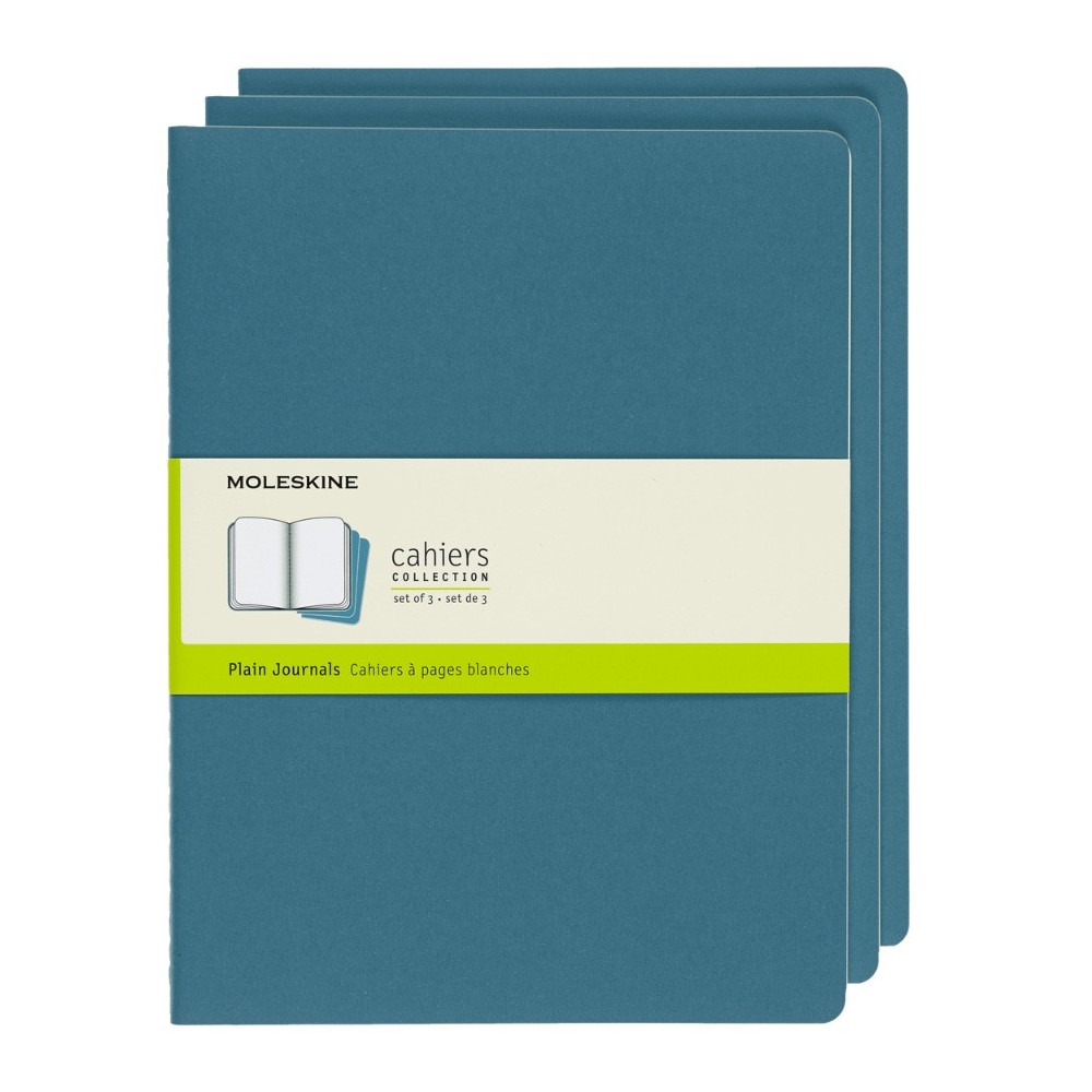 Set of plain Cahier Journals 19 x 25 cm - Moleskine - Brisk Blue soft cover