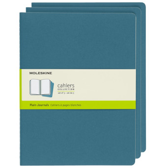 Set of plain Cahier Journals 19 x 25 cm - Moleskine - Brisk Blue soft cover