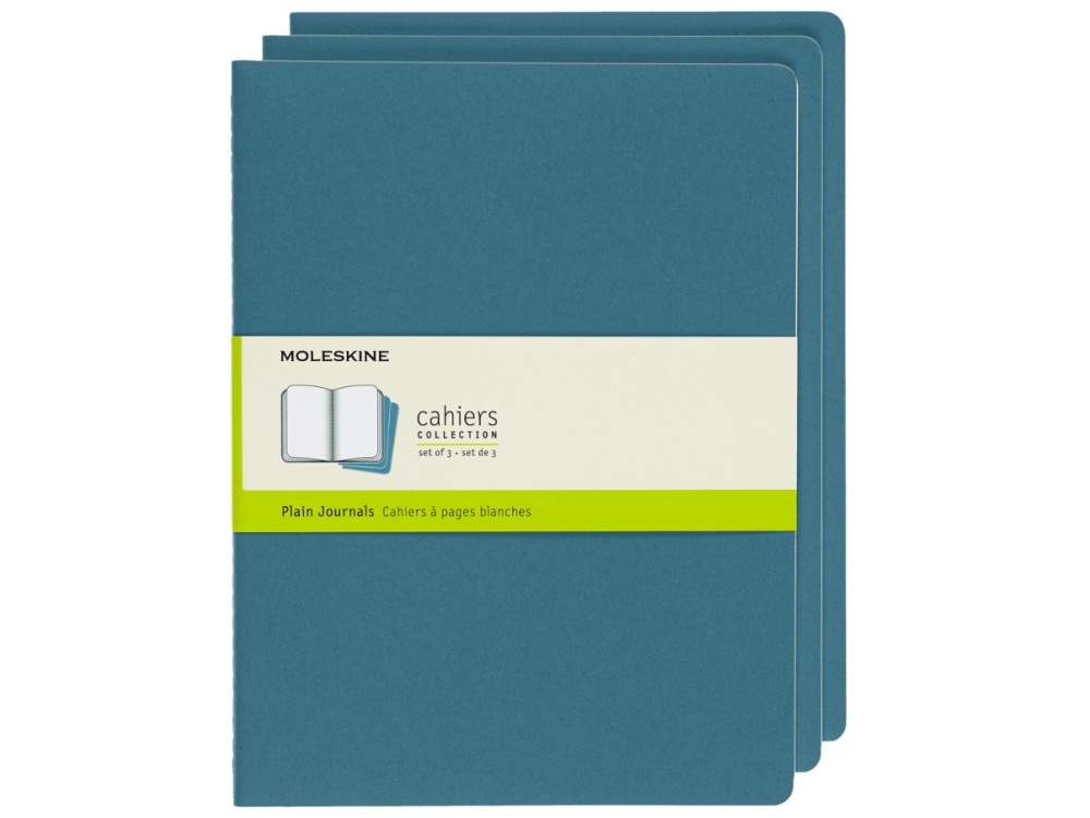 Set of plain Cahier Journals 19 x 25 cm - Moleskine - Brisk Blue soft cover