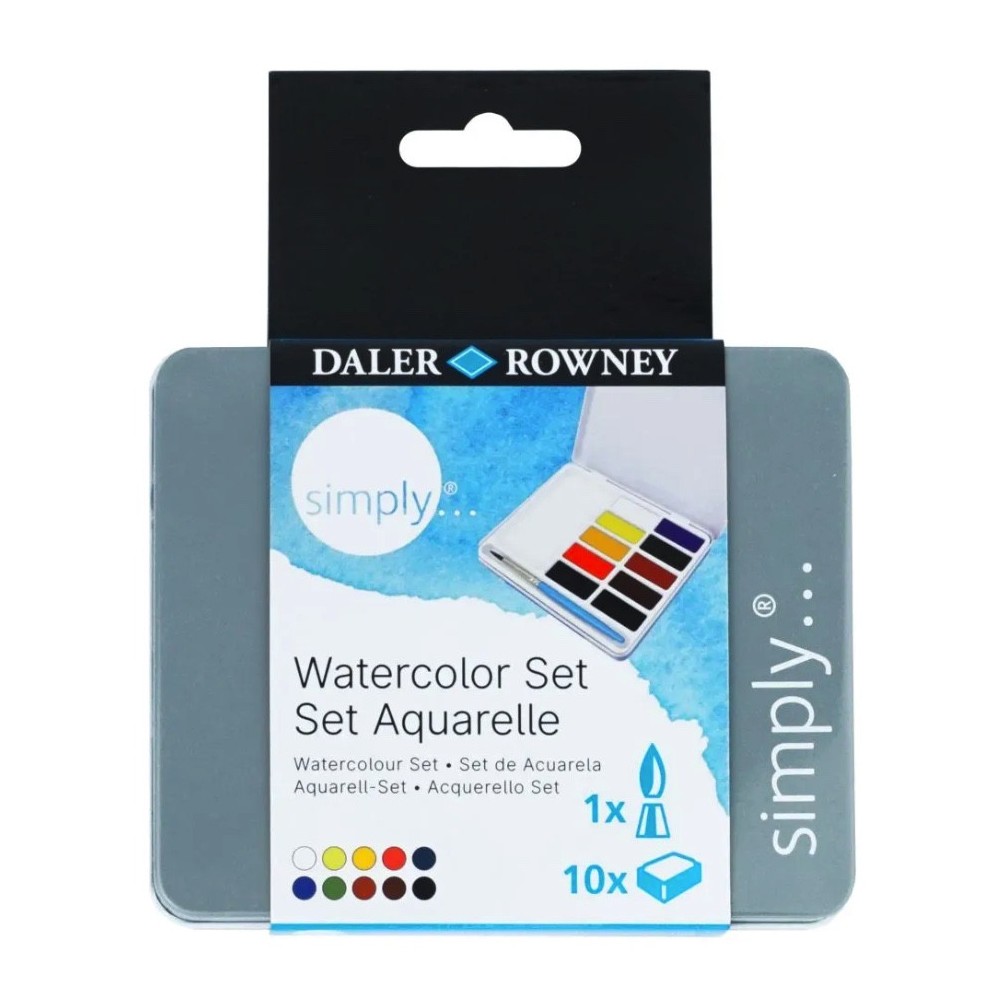Zestaw akwareli Simply w półkostkach - Daler Rowney - 10 szt.