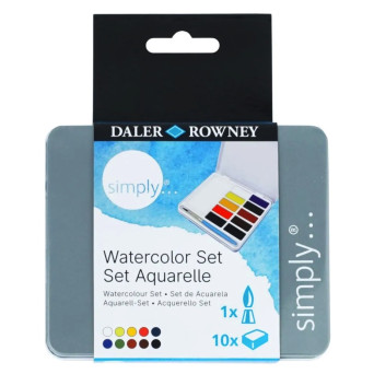 Zestaw akwareli Simply w półkostkach - Daler Rowney - 10 szt.