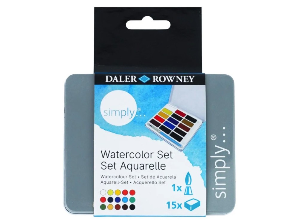 Set of watercolor paints in half pans - Daler Rowney - 15 pcs.