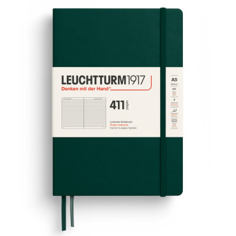 Notatnik w linie 411 A5 - Leuchtturm1917 - Forest Green twarda okładka