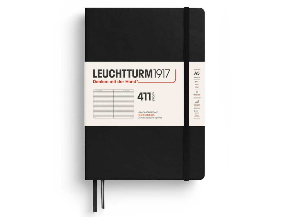 Ruled notebook 411 A5 - Leuchtturm1917 - Black hard cover