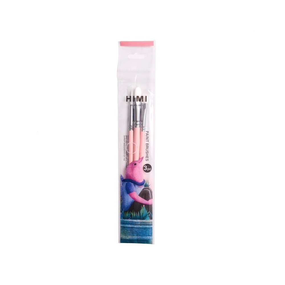 Zestaw pędzli syntetycznych Little Bird - HIMI - Pink 3 szt.