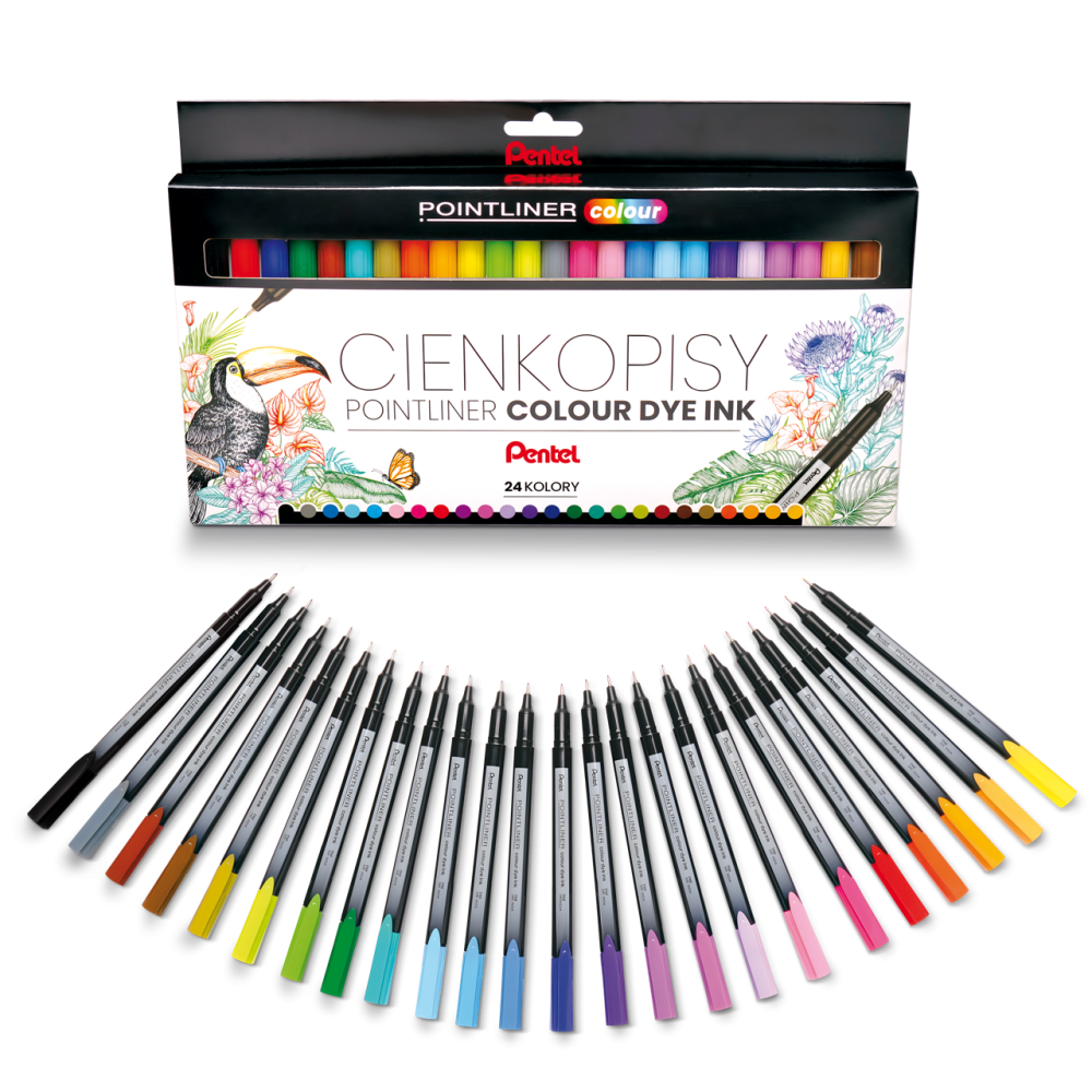 Set of Pointliner Colour fineliners 0,4 mm - Pentel - 24 pcs.