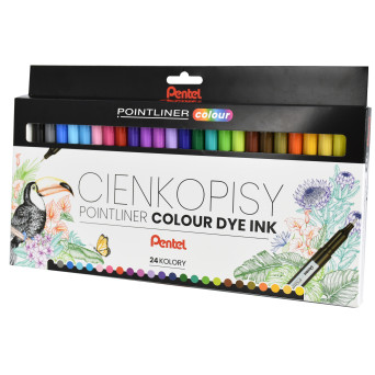 Zestaw cienkopisów Pointliner Colour 0,4 mm - Pentel - 24 szt.