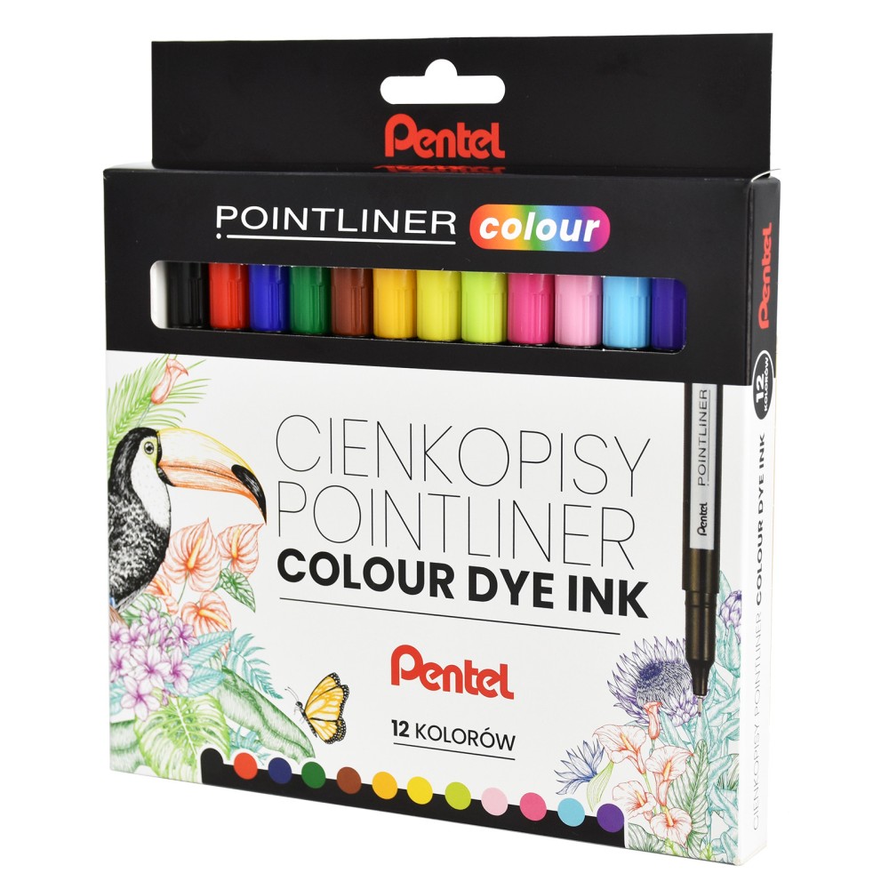 Set of Pointliner Colour fineliners 0,4 mm - Pentel - 12 pcs.