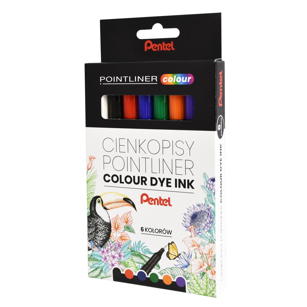 Zestaw cienkopisów Pointliner Colour 0,4 mm - Pentel - 6 szt.