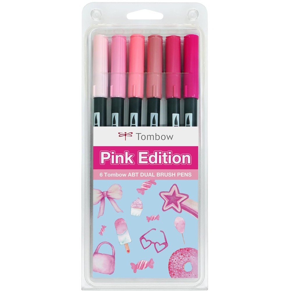 Set of Dual Brush Pens Pink - Tombow - 6 pcs.