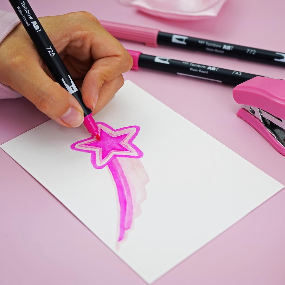 Set of Dual Brush Pens Pink - Tombow - 6 pcs.
