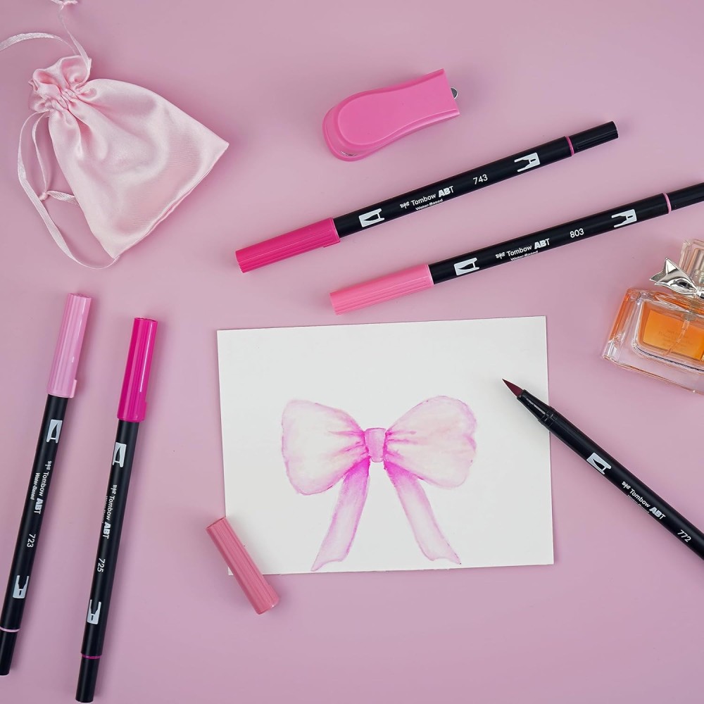 Set of Dual Brush Pens Pink - Tombow - 6 pcs.
