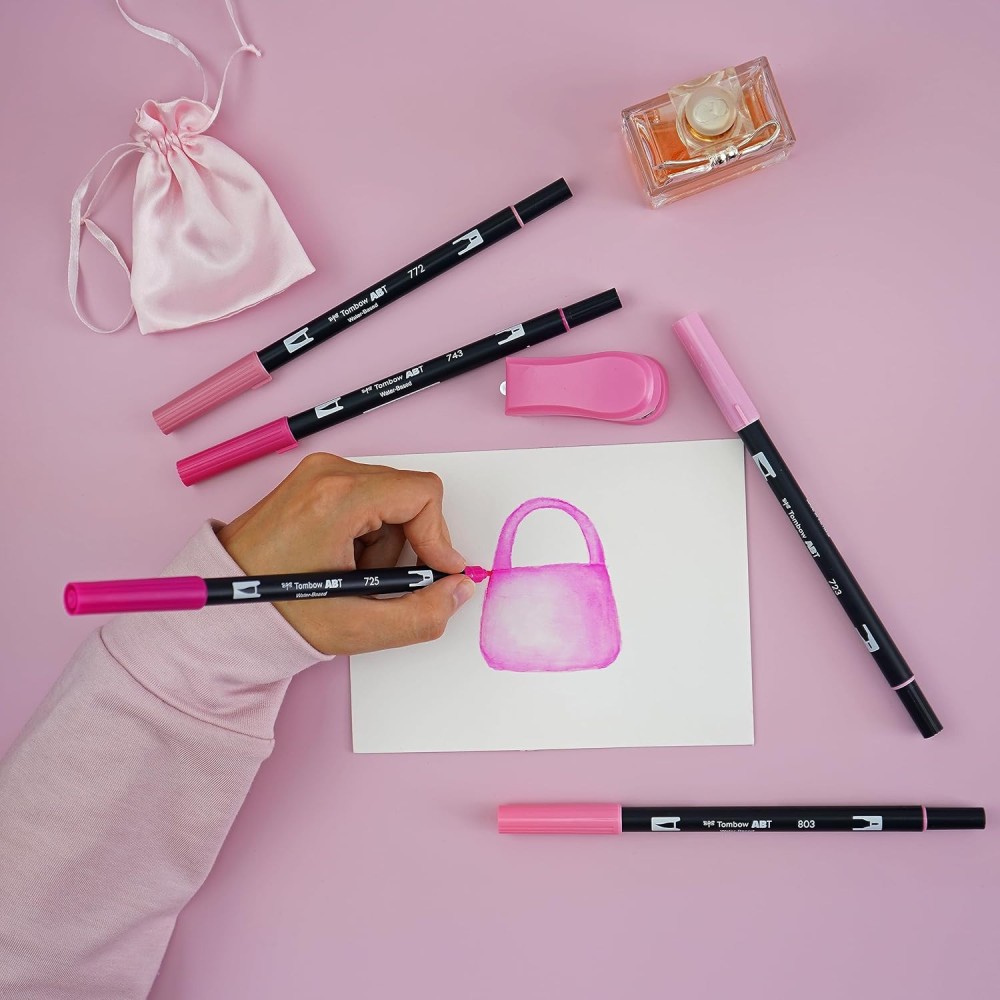 Set of Dual Brush Pens Pink - Tombow - 6 pcs.