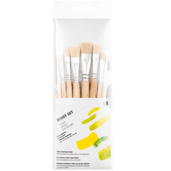 Zestaw płaskich naturalnych pędzli Hobby Set - Rico Design - 8 szt.