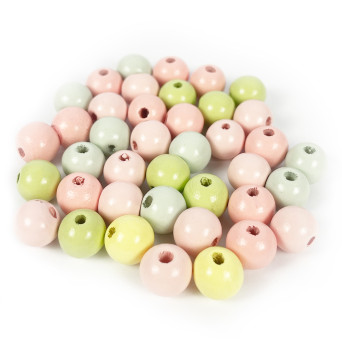 Wooden beads 12 mm - Rico Design - pastel 40 pcs.