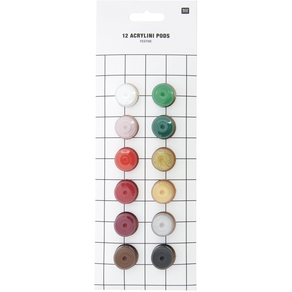 Zestaw farb akrylowych Acrylini Festive - Rico Design - 12 x 3,5 ml