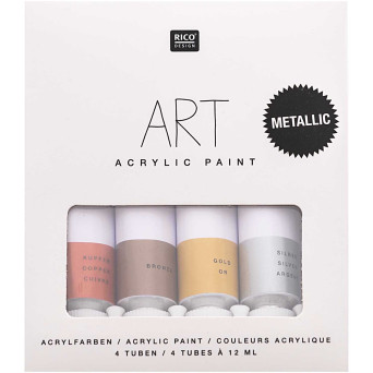 Zestaw farb akrylowych ART Metallic - Rico Design - 4 x 12 ml