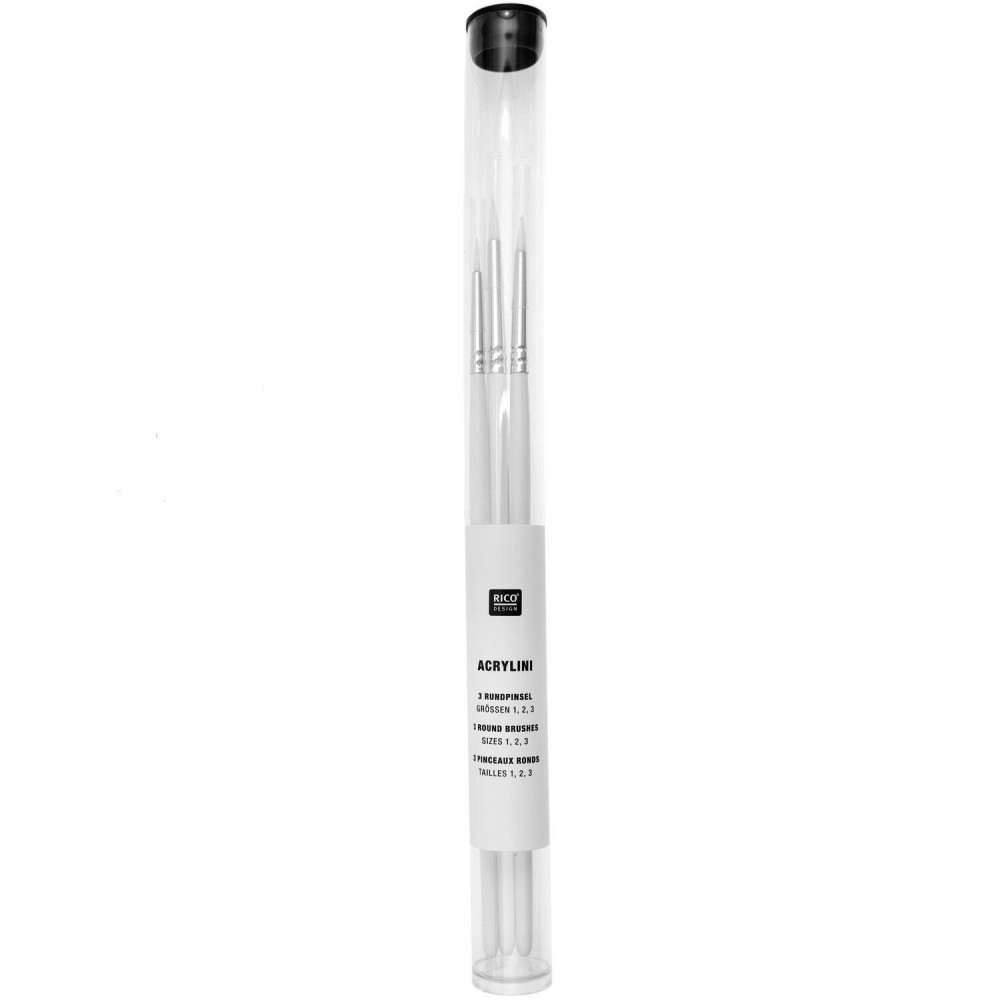 Set of round synthetic Acrilini brushes - Rico Design - 3 pcs.